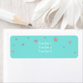 Turfblauw Turquoise Blauw & Lint Trouwdag Etiket (Insitu)