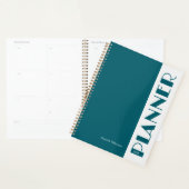 Turfblauw Vintage Retro Streep Gepersonaliseerd Planner (Display)