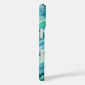 Turfblauw Waterverf Abstract Patroon Case-Mate iPhone Case (Achterkant / Rechts)