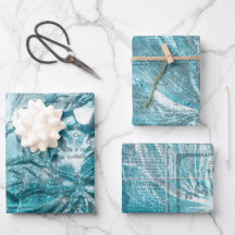 Turfblauw Witte Bloem Motief Glitter Glans 