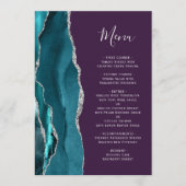 Turfblauw Zilver Agate Paarse Huwelijk Menu (Voorkant)