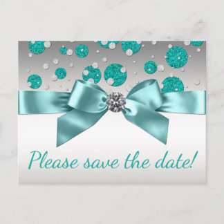 Turfblauw Zilver Save The Date Aankondigingskaart