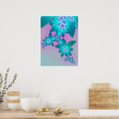 Turfblauwe Bloemen Poster (Keuken)