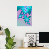Turfblauwe Bloemen Poster (Thuiskantoor)