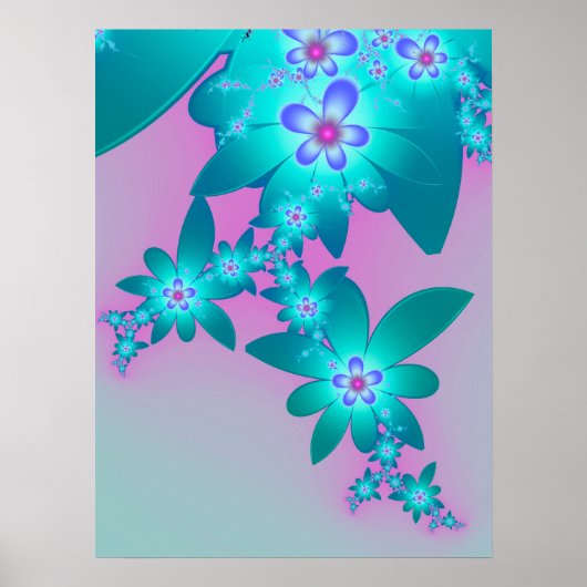 Turfblauwe Bloemen Poster (Voorkant)