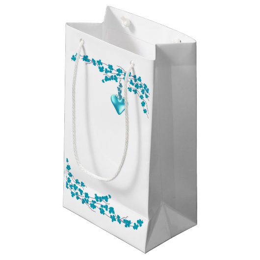 Turfblauwe Bloesems Klein Cadeauzakje (Voorkant Gekanteld)
