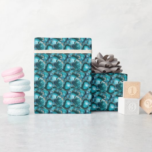 Turfblauwe edelstenen cadeaupapier (Baby Shower)
