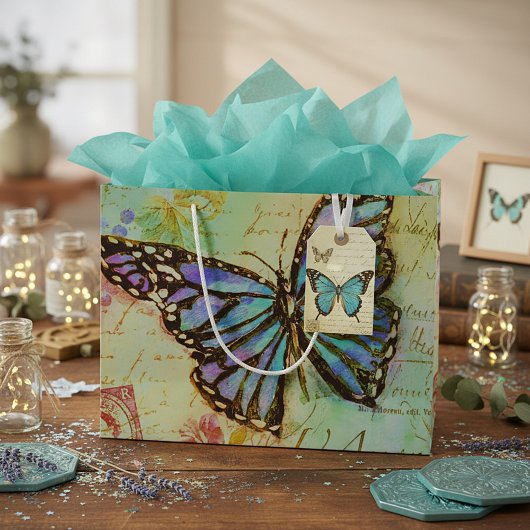 Turfblauwe en paarse vlinder groot cadeauzakje