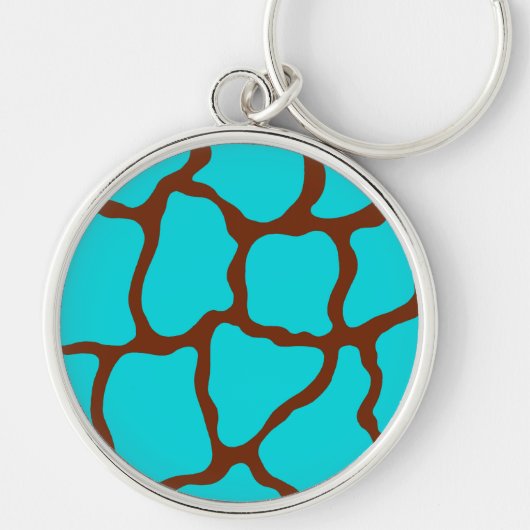 Turfblauwe Giraffeprint Sleutelhanger (Voorkant)