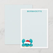 Turfblauwe Kerstkrab Gepersonaliseerd Notitiekaartje (Voorkant / Achterkant)