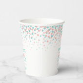 Turfblauwe koraalconfetti bruiloft eigen naam papi papieren bekers (Rechts)