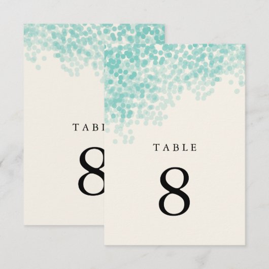 Turfblauwe Licht Shower Tafel Nummer Kaarten (Voorkant / Achterkant)