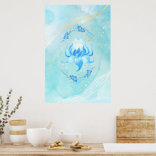 Turfblauwe Lotus Bloeiende Azuurglans Poster