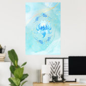 Turfblauwe Lotus Bloeiende Azuurglans Poster (Thuiskantoor)