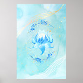 Turfblauwe Lotus Bloeiende Azuurglans Poster (Voorkant)
