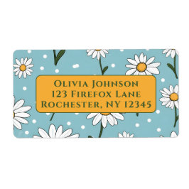Turfblauwe Mopshoofd Madelief Bloem Adres Labels