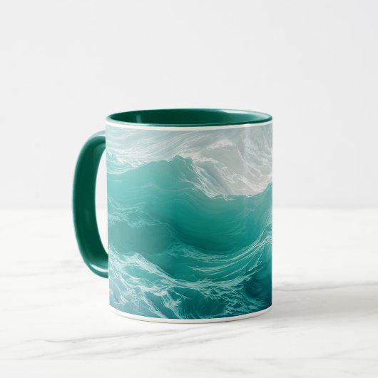 Turfblauwe Oceaangolven Abstracte Droom Mok (Voorkant links)