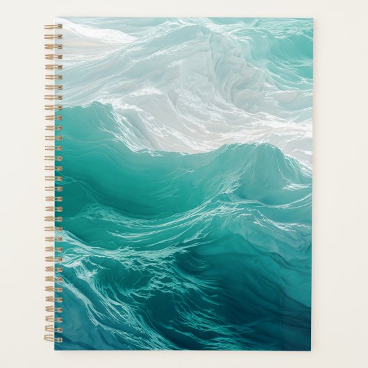 Turfblauwe Oceaangolven Abstracte Droom Planner (Voorkant)