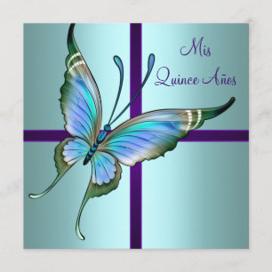 Turfblauwe Vlinder Quinceanera Kaart