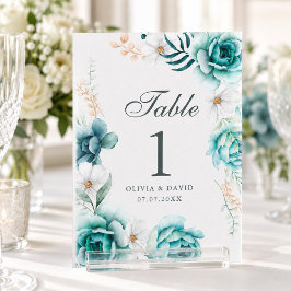 Turfblauwe Wilde Bloem Huwelijk Tafel Nummer Bord