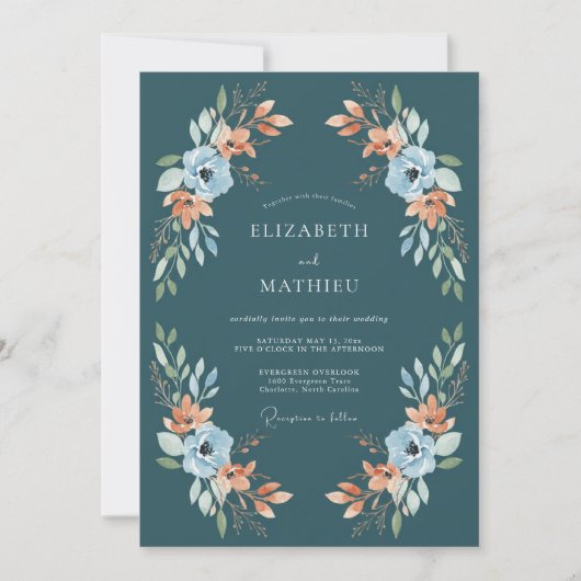 Turfbloem Boog Bruiloft Kaart (Voorkant)