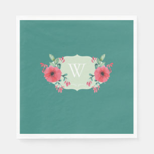 Turfbloem Papier servet met initiaal monogram