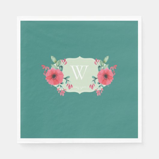 Turfbloem Papier servet met initiaal monogram (Voorkant)