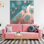 Turfblomen in turquoise en koper canvas afdruk (Insitu (Woonkamer))
