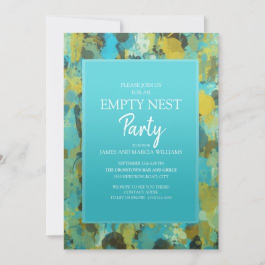 Turfgeel groene abstracte Empty Nest-feest Kaart (Voorkant)