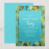 Turfgeel groene abstracte Empty Nest-feest Kaart (Voorkant / Achterkant)
