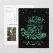 Turfklaver Glitter Dwergmannetje | St. Patrick's D Briefkaart (Voorkant / Achterkant)