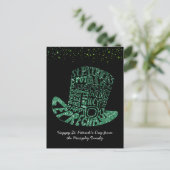 Turfklaver Glitter Dwergmannetje | St. Patrick's D Briefkaart (Staand voorkant)