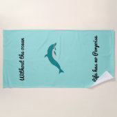 Turfkleurige dolfijn strandhanddoek strandlaken (Voorkant)