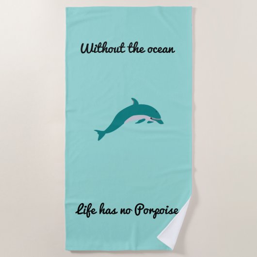 Turfkleurige dolfijn strandhanddoek strandlaken (Voorkant)