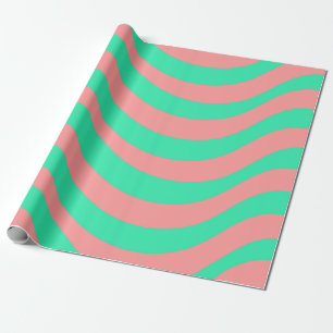 Turfkleurige Koraal Streep Moderne Kust Cadeaurol Cadeaupapier