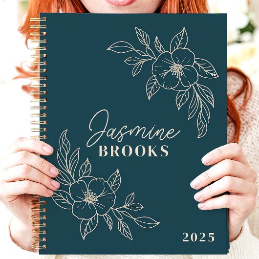 Turfminimaal Bloemmotief 2025 Aangepaste Naam Planner