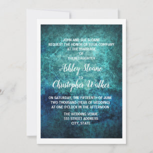 Turfnavyblauw aquarel trouwuitnodiging kaart