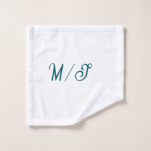 Turfopsel monogram huwelijksnaam eenvoudig stijlvo washandje