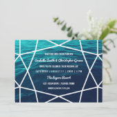 Turfopspringende geometrische trouwuitnodiging kaart (Staand voorkant)