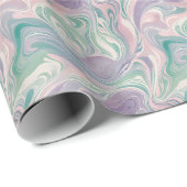 Turfpaars Marmer Abstracte Draai Esthetisch Cadeaupapier (Rol Hoek)