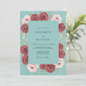 Turfrood Ranunculus Eucalyptus Bruiloft Kaart (Staand voorkant)