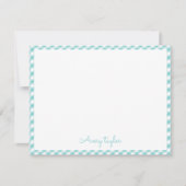 Turfroze geruite patroon gepersonaliseerde briefpa notitiekaartje (Voorkant)