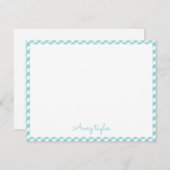 Turfroze geruite patroon gepersonaliseerde briefpa notitiekaartje (Voorkant / Achterkant)
