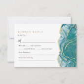 Turfroze Gouden Agate Moderne Trouw RSVP Kaartje (Voorkant)