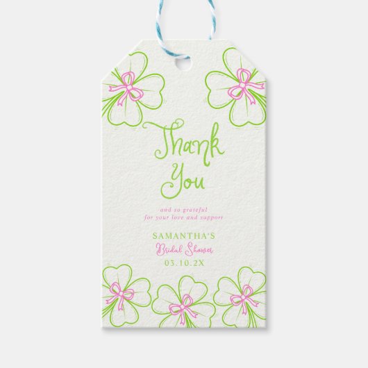 Turfroze Groen Bruidsmeisjesfeest Dank Je Cadeaulabel (Voorkant)
