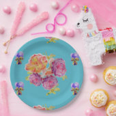 Turfroze Roos Bloempatroon Papieren Feestbord Papieren Bordje (Feest)