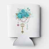 Turfroze rozen met sleutels blikjeskoeler (Achterkant)