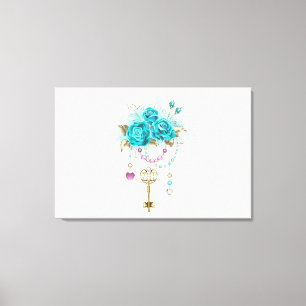 Turfroze Rozen met Sleutels Canvas Afdruk