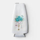 Turfroze rozen met sleutels flesjeskoeler (Voorkant)