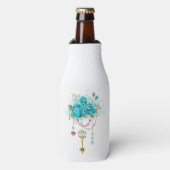 Turfroze rozen met sleutels flesjeskoeler (Fles Voorkant)